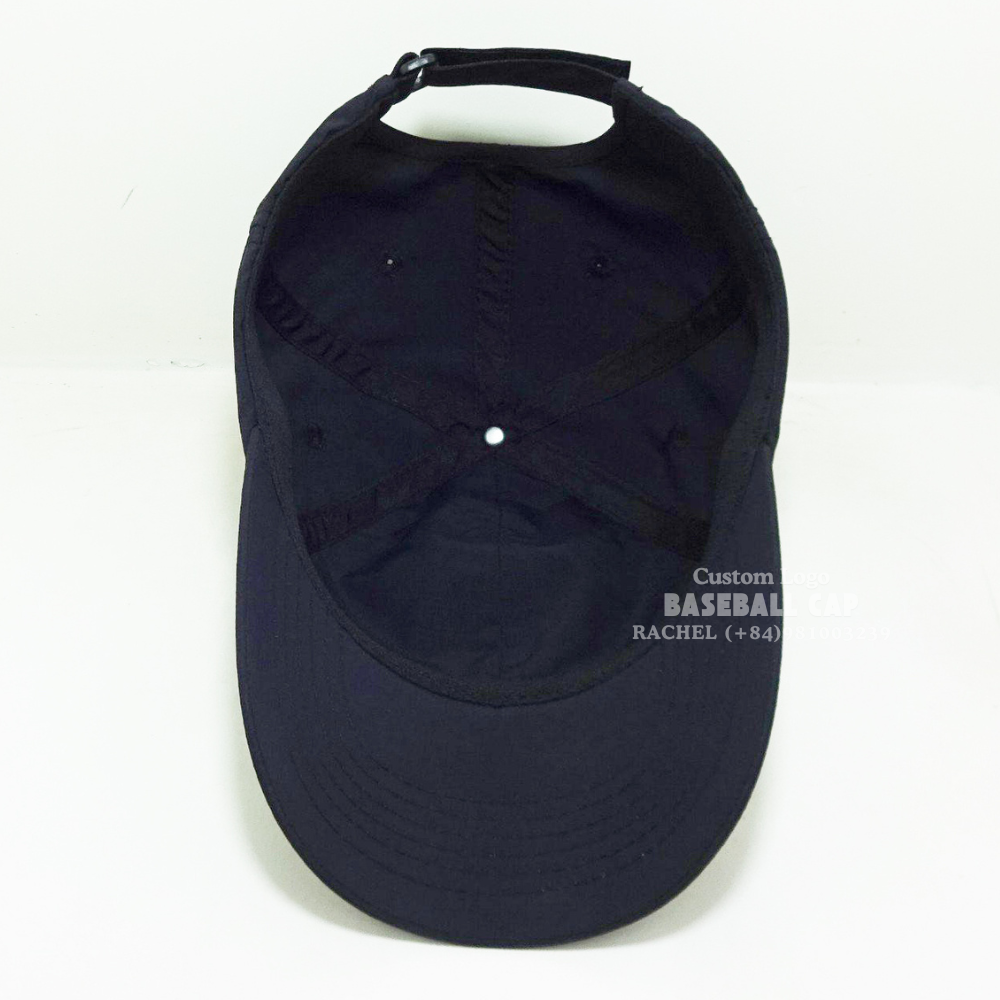 Embroidered Black Baseball Caps Dad Hat 6 Panel Unstructured Adjustable Plastic Magic Sticker Velcro For Promotions Event Unisex 6