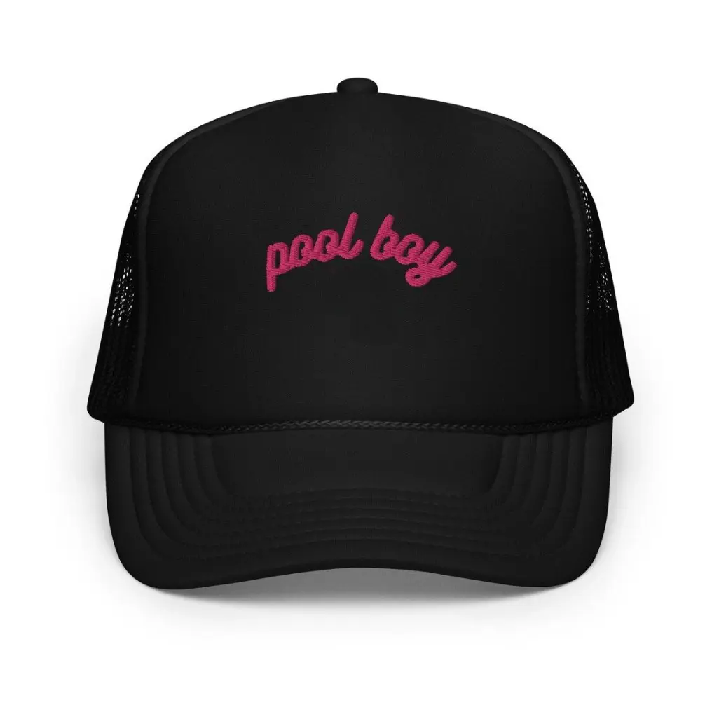 Embroidered Foam Trucker Hat 6 Panel Pink Logo Quote Same Color Mesh Breathable Adjustable Size Curved Brim Breasted Buckle OEM 3