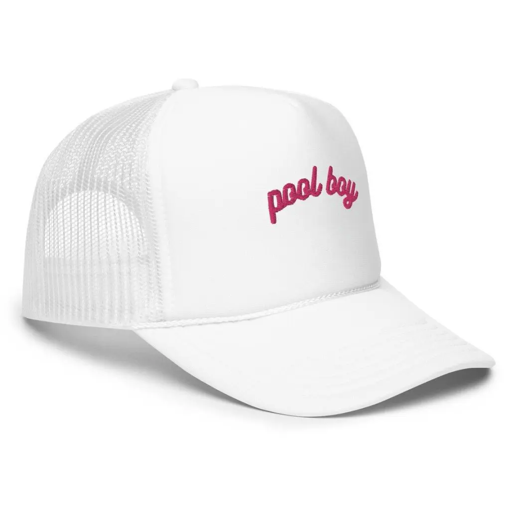 Embroidered Foam Trucker Hat 6 Panel Pink Logo Quote Same Color Mesh Breathable Adjustable Size Curved Brim Breasted Buckle OEM 4