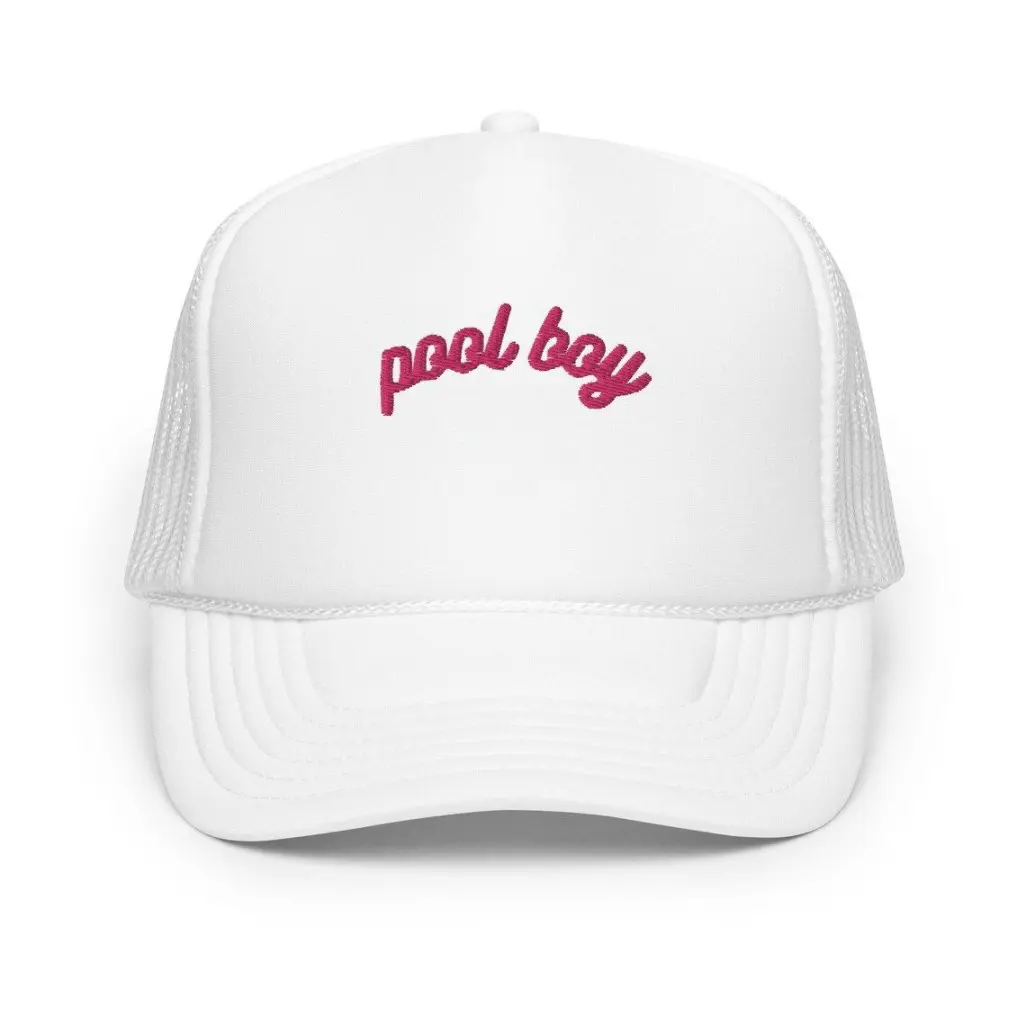 Embroidered Foam Trucker Hat 6 Panel Pink Logo Quote Same Color Mesh Breathable Adjustable Size Curved Brim Breasted Buckle OEM 2