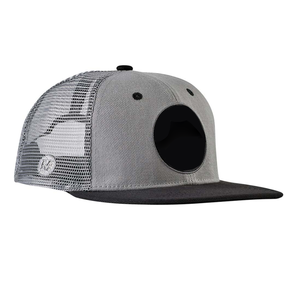 Embroidered Gray Trucker Hats 6 Panels Custom Brim And Eyelets Custom Inner Tapes Structured Caps Flat Brim Snapback Closure OEM 3