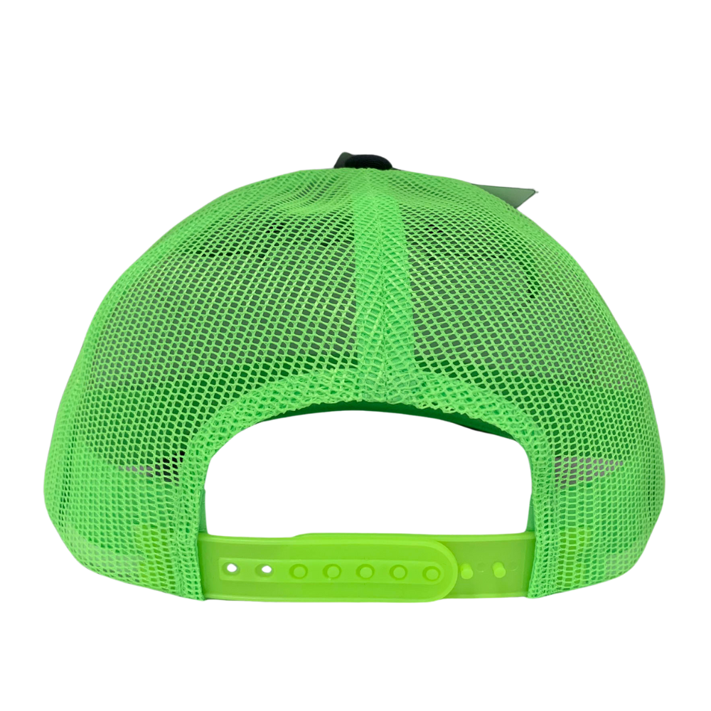 Embroidered Logo Patch 6 Panel Trucker Hats Neon Green Black Breathable Mesh Adjustable Single Row Buckle Structured Caps Unisex 6