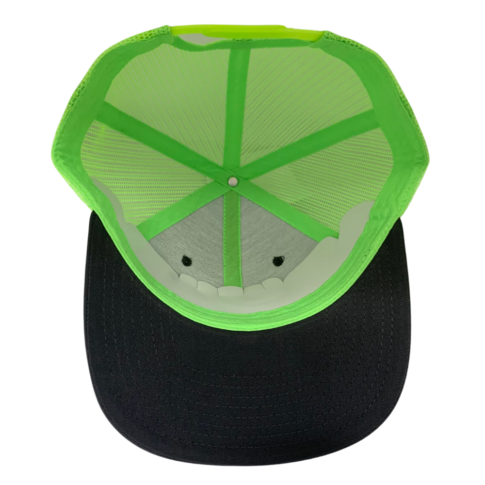 Embroidered Logo Patch 6 Panel Trucker Hats Neon Green Black Breathable Mesh Adjustable Single Row Buckle Structured Caps Unisex 5