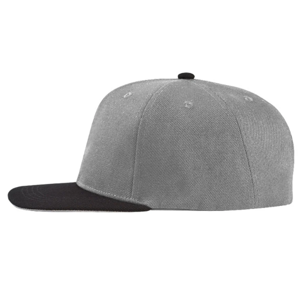 Embroidered Logo Patches 6 Panel Snapback High-Profile Flat Brim Gray/Black Structured Gorras Custom Button And Snapback Closure 5