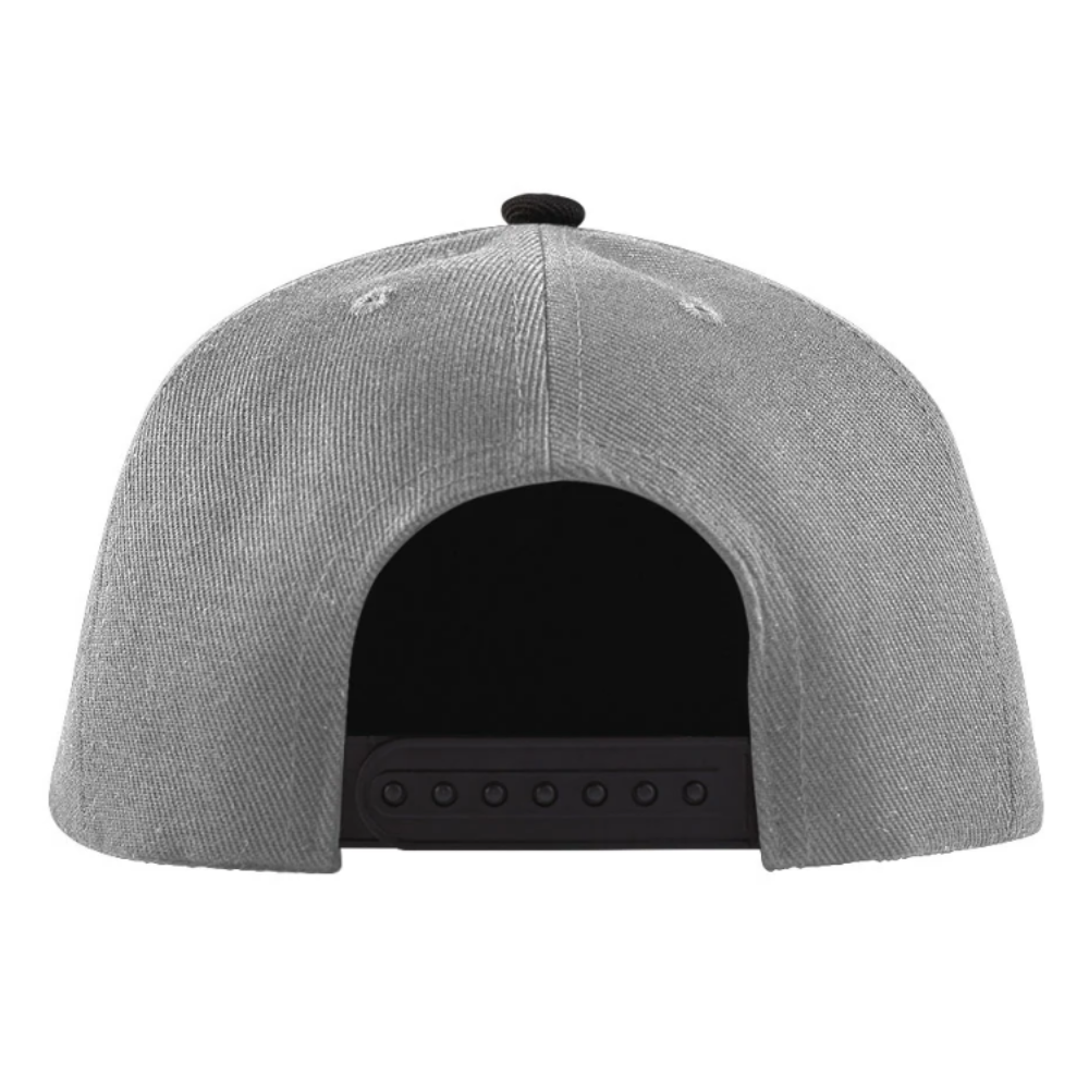 Embroidered Logo Patches 6 Panel Snapback High-Profile Flat Brim Gray/Black Structured Gorras Custom Button And Snapback Closure 7