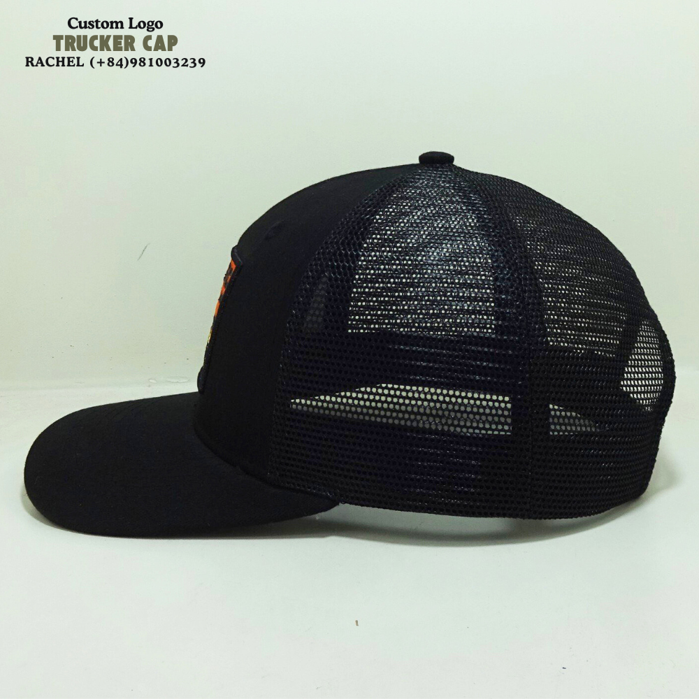 Embroidered Logo Patches Trucker Hats 6 Panel Gorras Structured Caps Whole Black Adjustable Snapback Closure Breathable Mesh 3