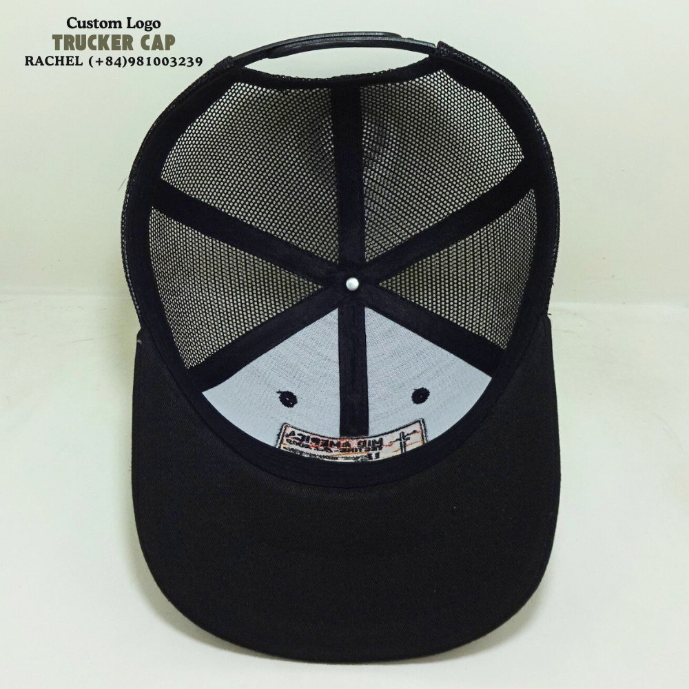 Embroidered Logo Patches Trucker Hats 6 Panel Gorras Structured Caps Whole Black Adjustable Snapback Closure Breathable Mesh 5