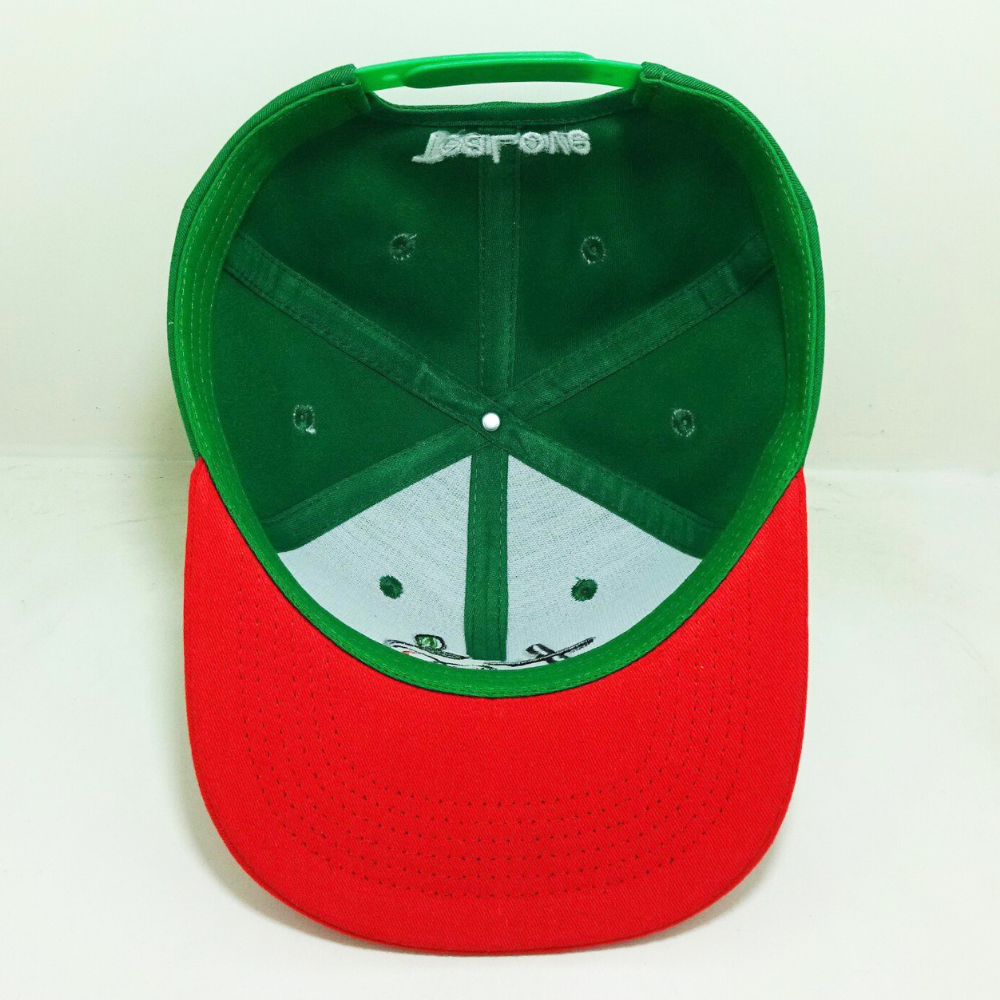 Embroidered Logo Snapback Caps 6 Panel Structured Hats Gorras Contrast Brim Color Red Green Adjustable Single Row Buckle Closure 6