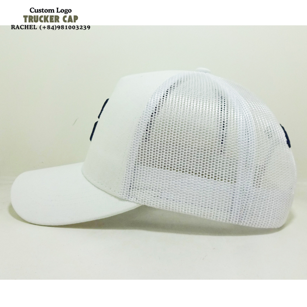 Embroidered Logo Trucker Hat 6 Panels Structured Caps Gorras 6 Panel Curved Brim Printed Inner Tapes Adjustable Snapback Closure 4