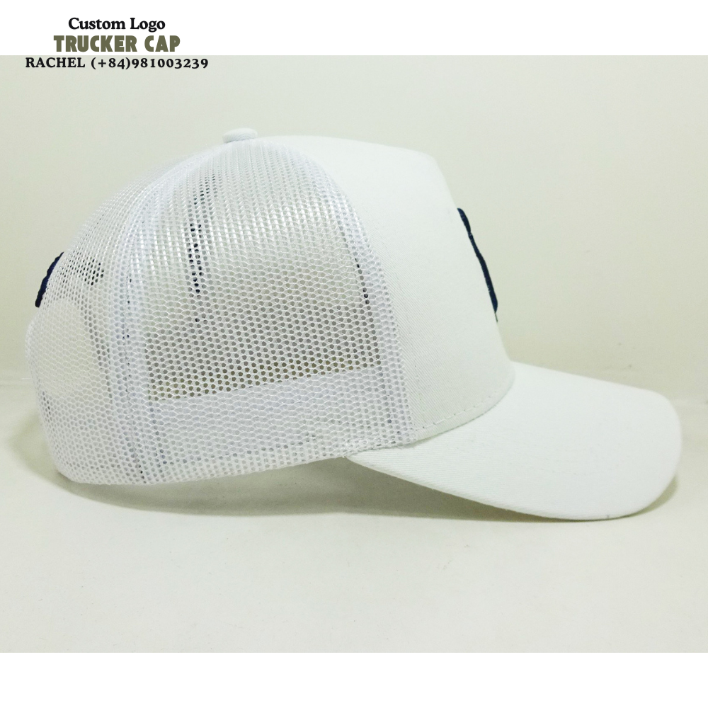 Embroidered Logo Trucker Hat 6 Panels Structured Caps Gorras 6 Panel Curved Brim Printed Inner Tapes Adjustable Snapback Closure 5