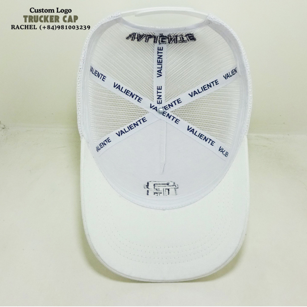 Embroidered Logo Trucker Hat 6 Panels Structured Caps Gorras 6 Panel Curved Brim Printed Inner Tapes Adjustable Snapback Closure 6