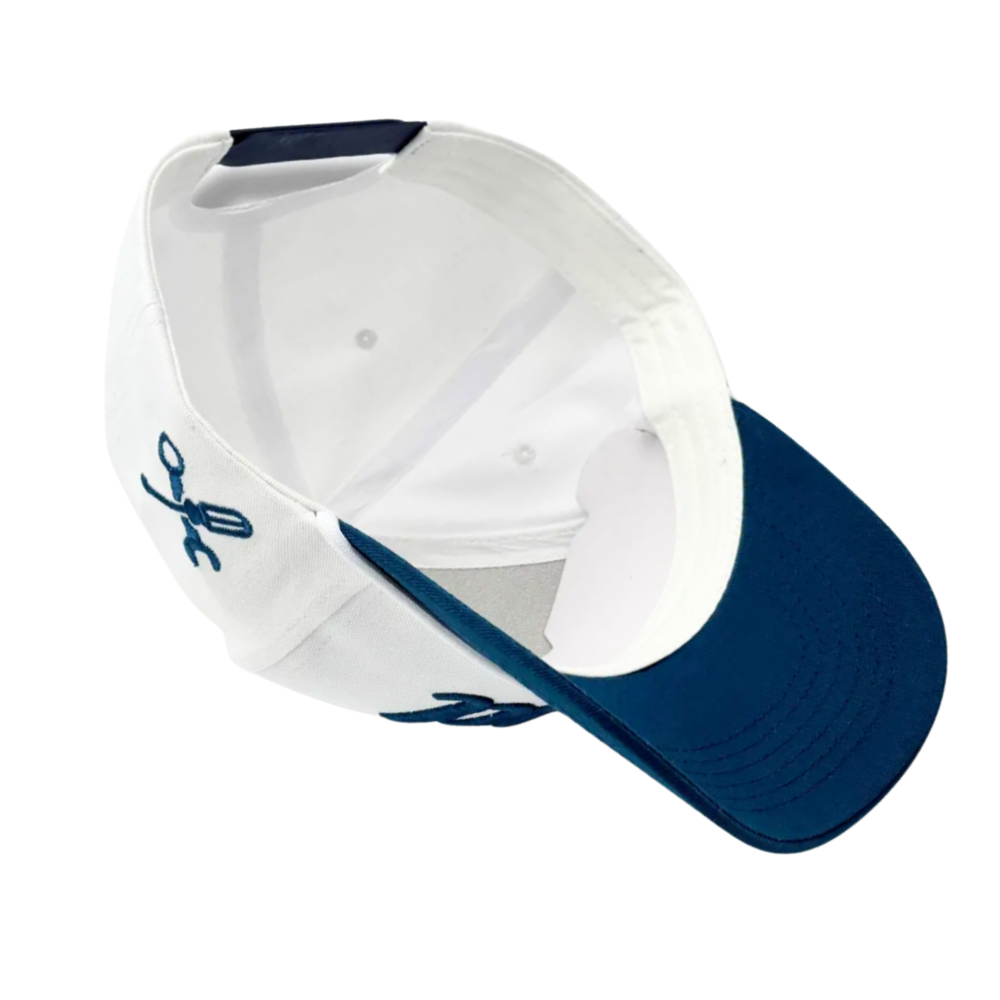 Embroidered Logo Two-tone Baseball Cap 5 Panel Gorras A-Frame Tag On Sweatband Custom Button Plastic Snapback Closure Unisex OEM 5