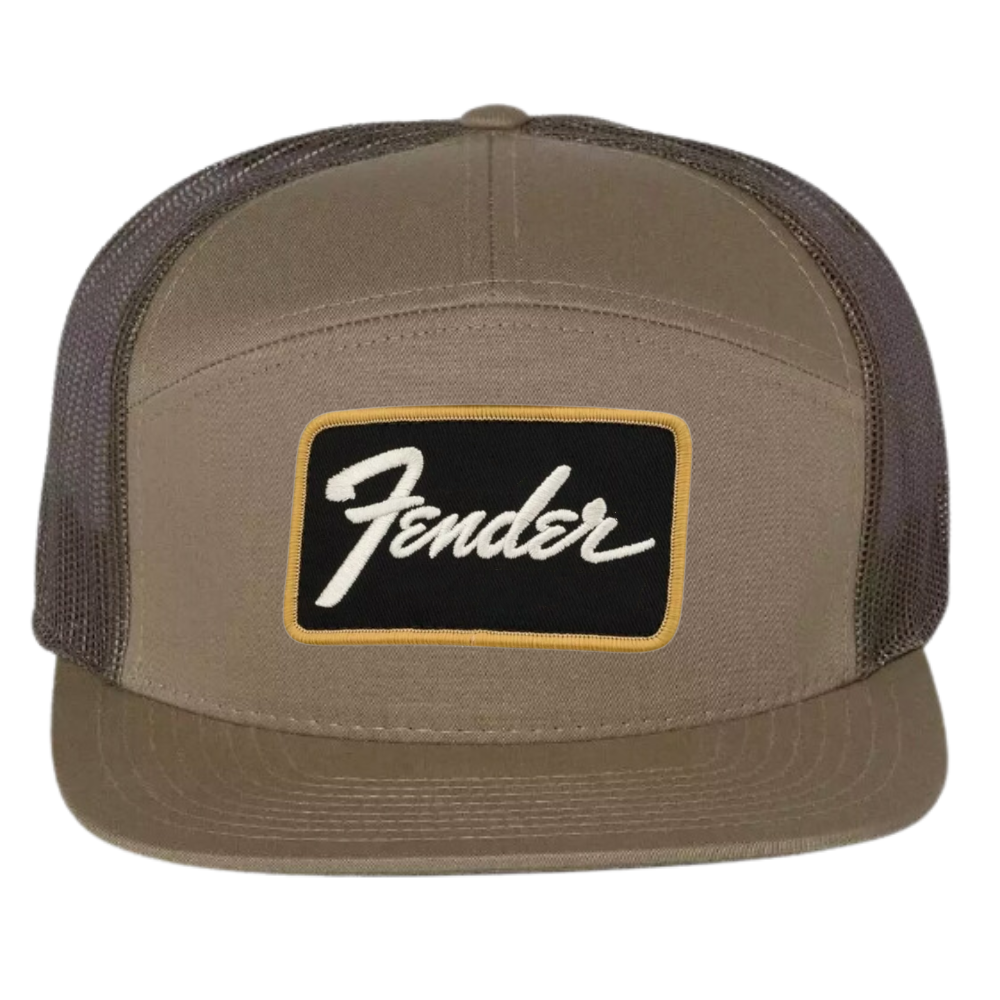 Embroidered Patch 7 Panel Trucker Hat Snapback Flat Brim Light and Dark Brown Custom Your Brand Logo for Business Promotions OEM 3