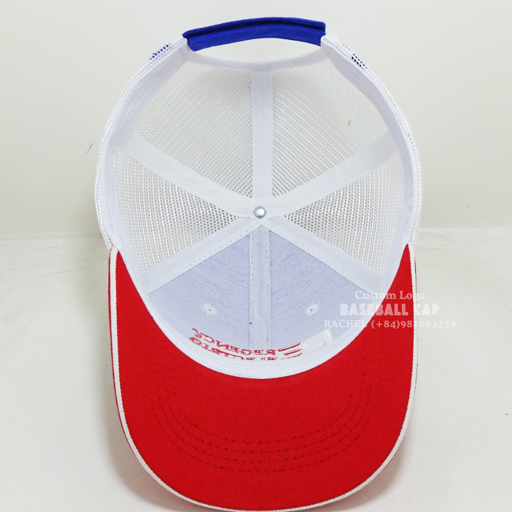 Embroidered Patches Baseball Trucker Hats 6 Panel Red/White Structured Caps Curved Brim Adjustable Snapback Closure Promotions 5