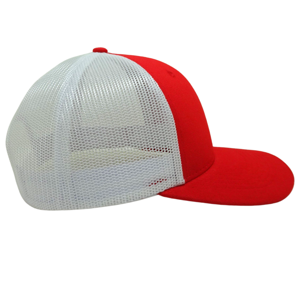 Embroidered Red Trucker Hat 6 Panel Cartoon Pattern Structured Cap White Mesh Plastic Single Breasted Buckle High Quality Unisex 5