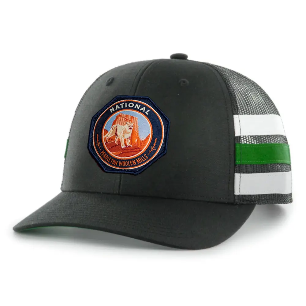 Embroidered Side Stripes Trucker Hats 6 Panel Structured Adjustable Plastic Single Row Buckle Snapback Closure Breathable Mesh 2