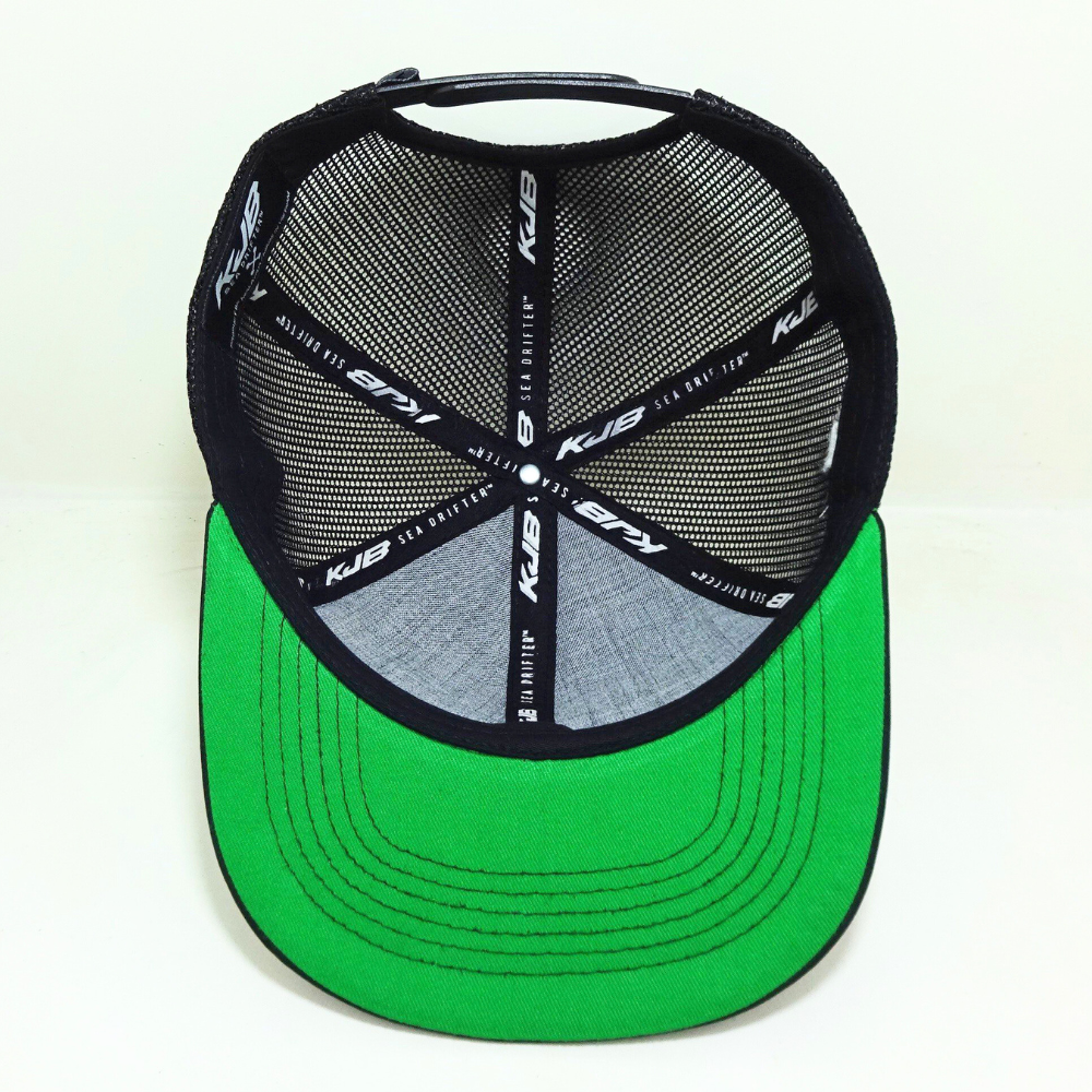 Embroidered Snapback Trucker Hats 6 Panel Structured Caps Custom Underbrim Color Gray/Black Printed Inner Tapes Snapback Closure 5
