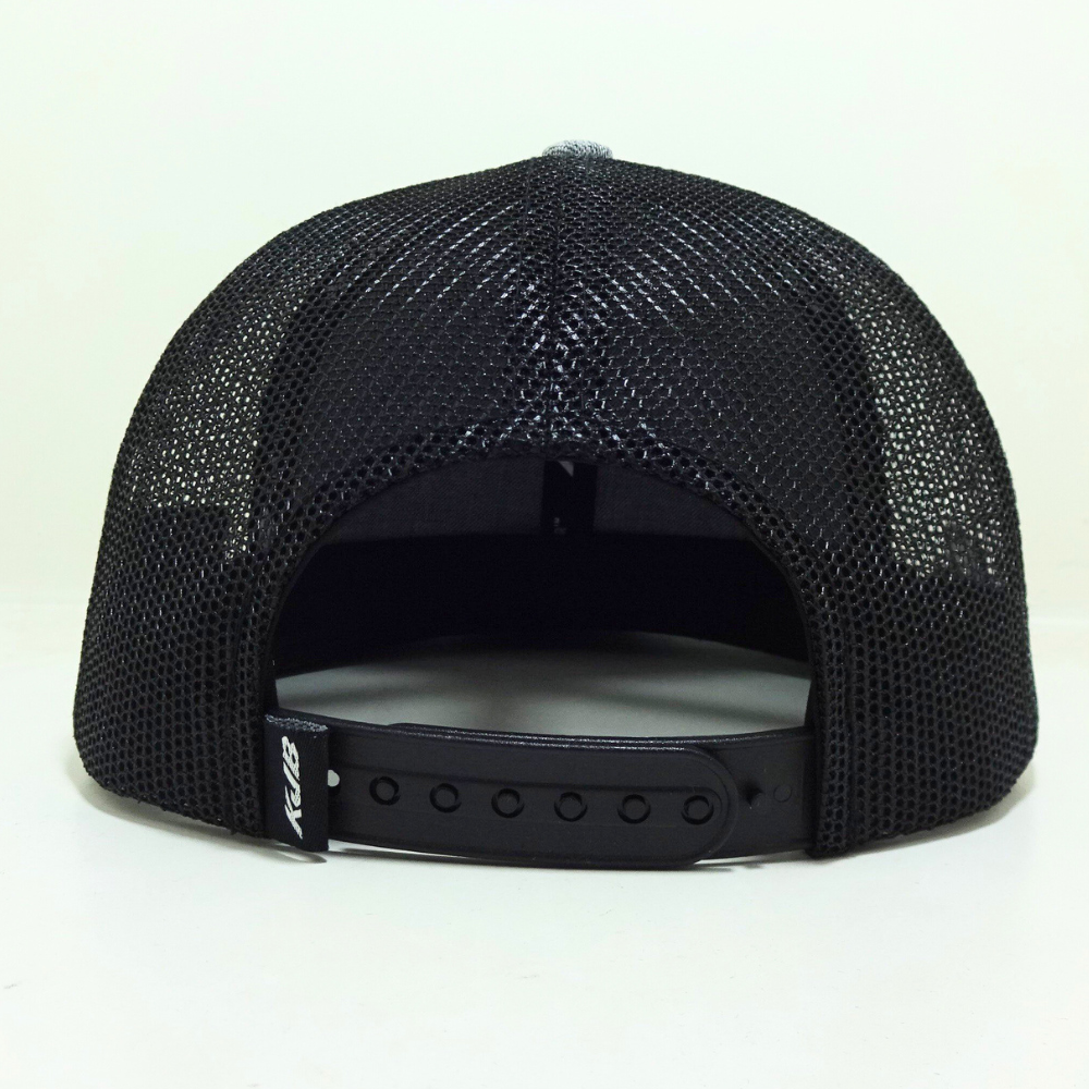 Embroidered Snapback Trucker Hats 6 Panel Structured Caps Custom Underbrim Color Gray/Black Printed Inner Tapes Snapback Closure 6