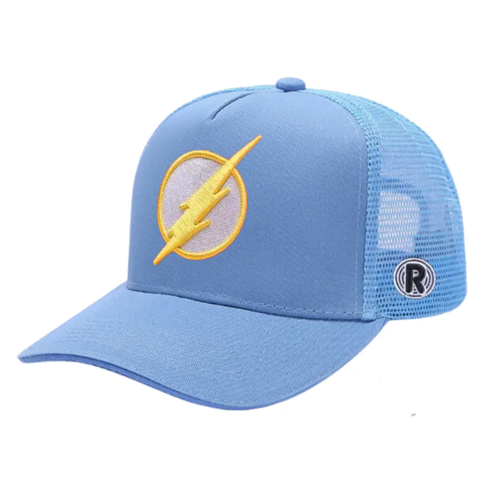 Embroidered Trucker Hat 5 Panel Gorras Custom Pattern on Front and Left Side Breathable Mesh Adjustable Snapback Cap for Outdoor 2