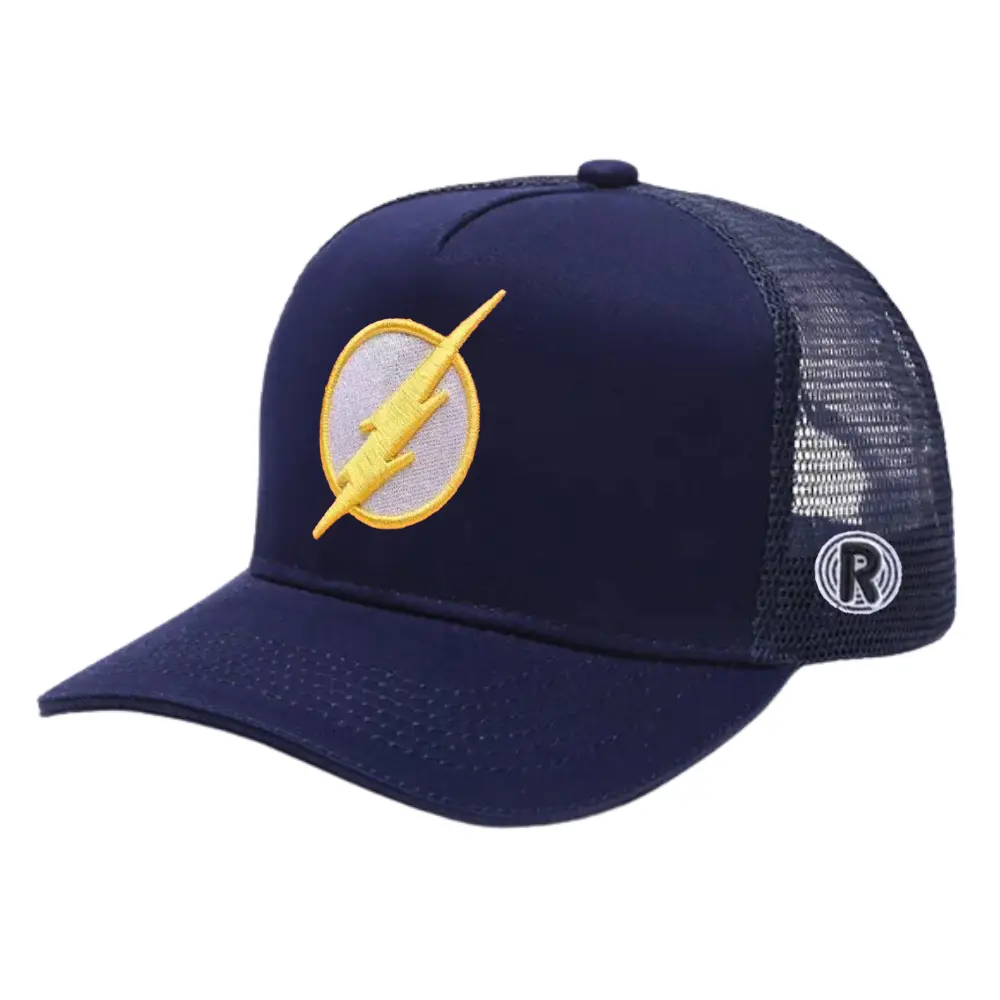 Embroidered Trucker Hat 5 Panel Gorras Custom Pattern on Front and Left Side Breathable Mesh Adjustable Snapback Cap for Outdoor 4