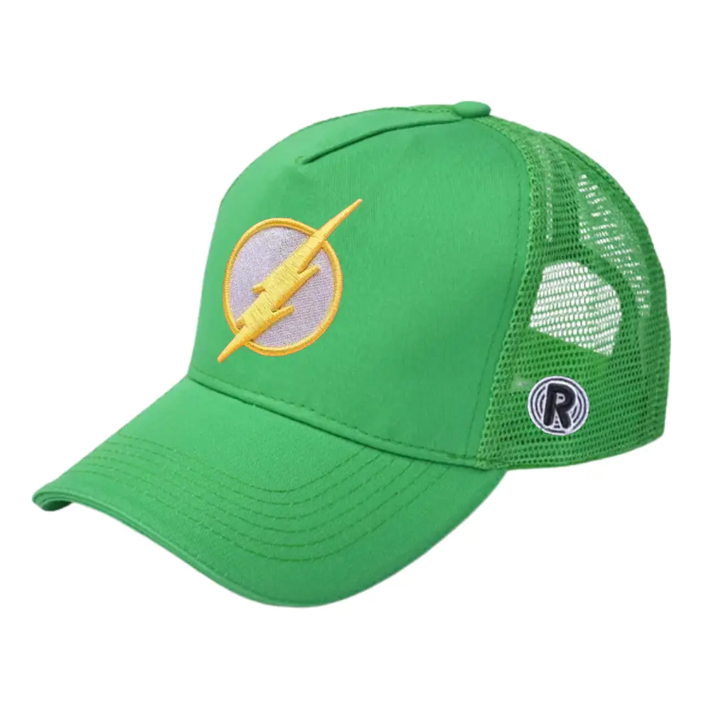 Embroidered Trucker Hat 5 Panel Gorras Custom Pattern on Front and Left Side Breathable Mesh Adjustable Snapback Cap for Outdoor 5