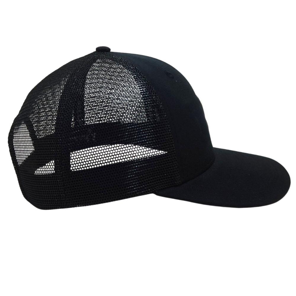 Embroidered Trucker Hats 6 Panel Structured Caps on Front and  Logo Left Side Solid Color Black Printed Inner Tapes for All Ages 5