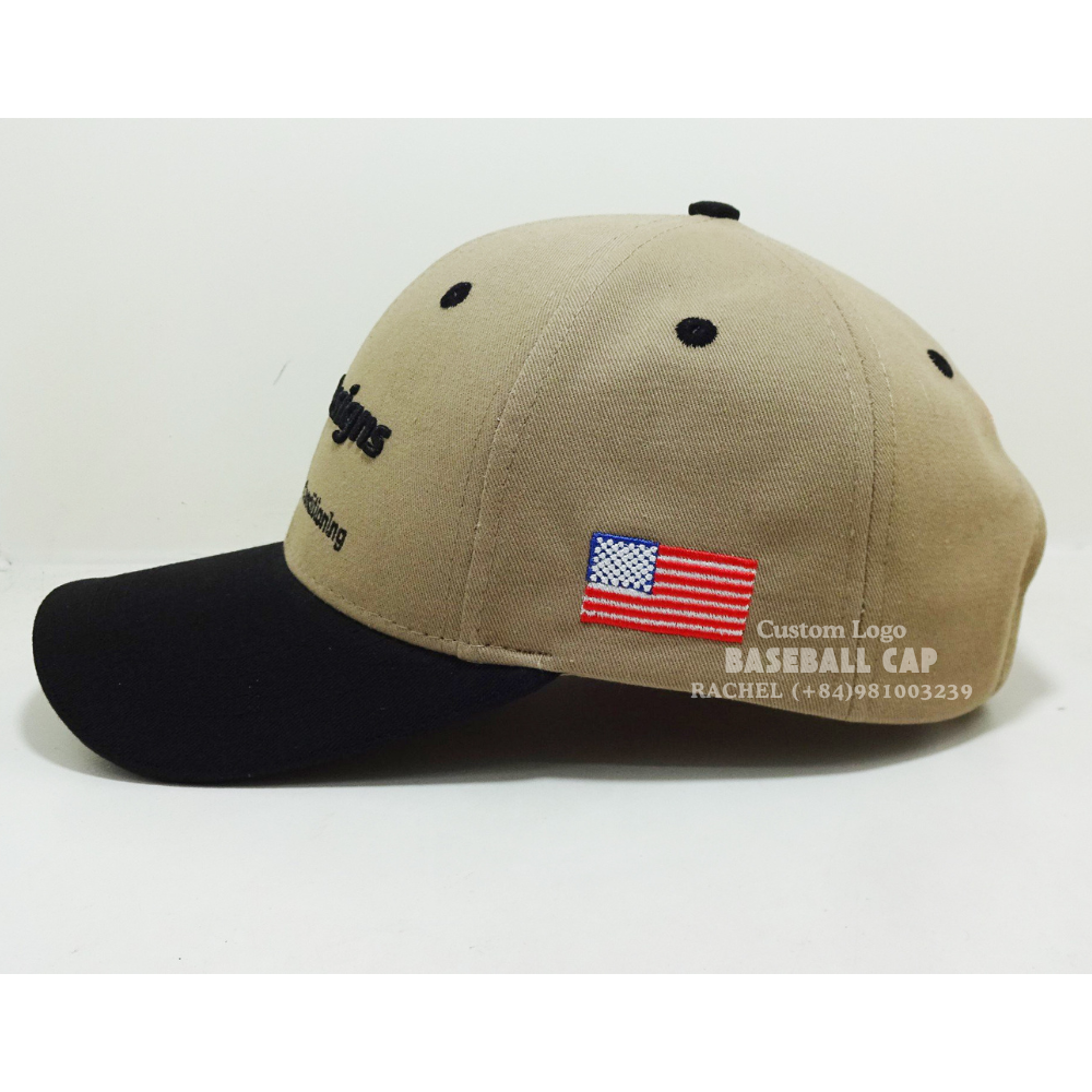 Embroidered Two-tone Baseball Caps 6 Panel Structured Hats Custom Eyelets Magic Sticker Velcro Adjustable Velcro Sporty Outdoors 3