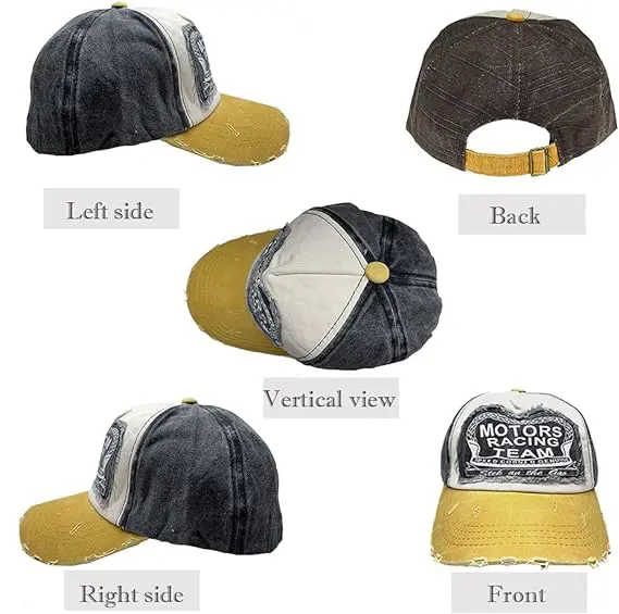Embroidered Unstructured Baseball 6 Panel Cap Vintage Washed Distressed Baseball Cap With Buckle 3