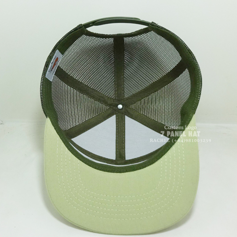 Embroidered/Woven Patch 7 Panel Trucker Hats Flat Bill Custom Private Label On Sweatband Adjustable Snapback Closure Vietnam OEM 6