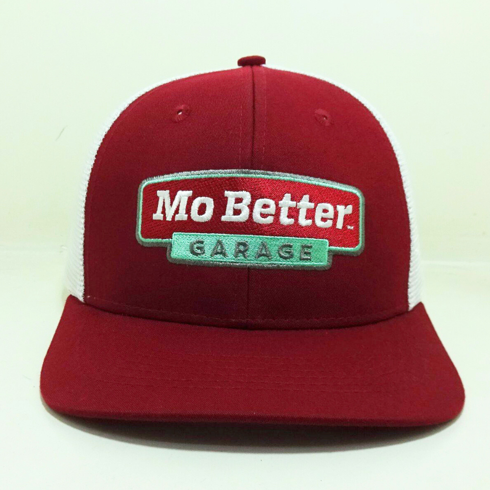 Embroidered/Woven Patch Trucker Hat 6 Panels Curved Brim Red/White Structured Gorras Caps Slightly Curved Brim Snapback Closure 1