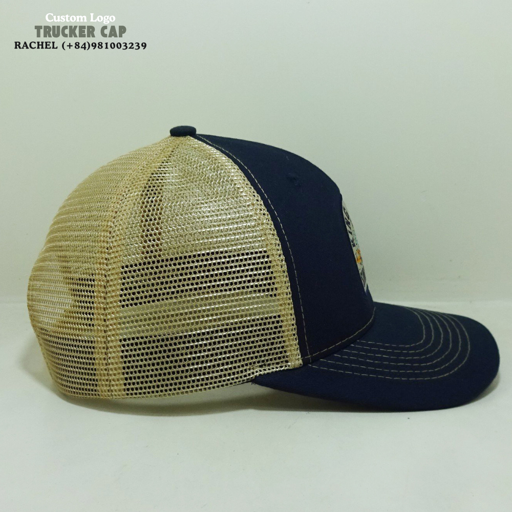 Embroidered/Woven Patch Trucker Hats 6 Panel R 112 Curved Brim Contrast Stitching Line Structured Inner Tapes Label On Sweatbamd 5