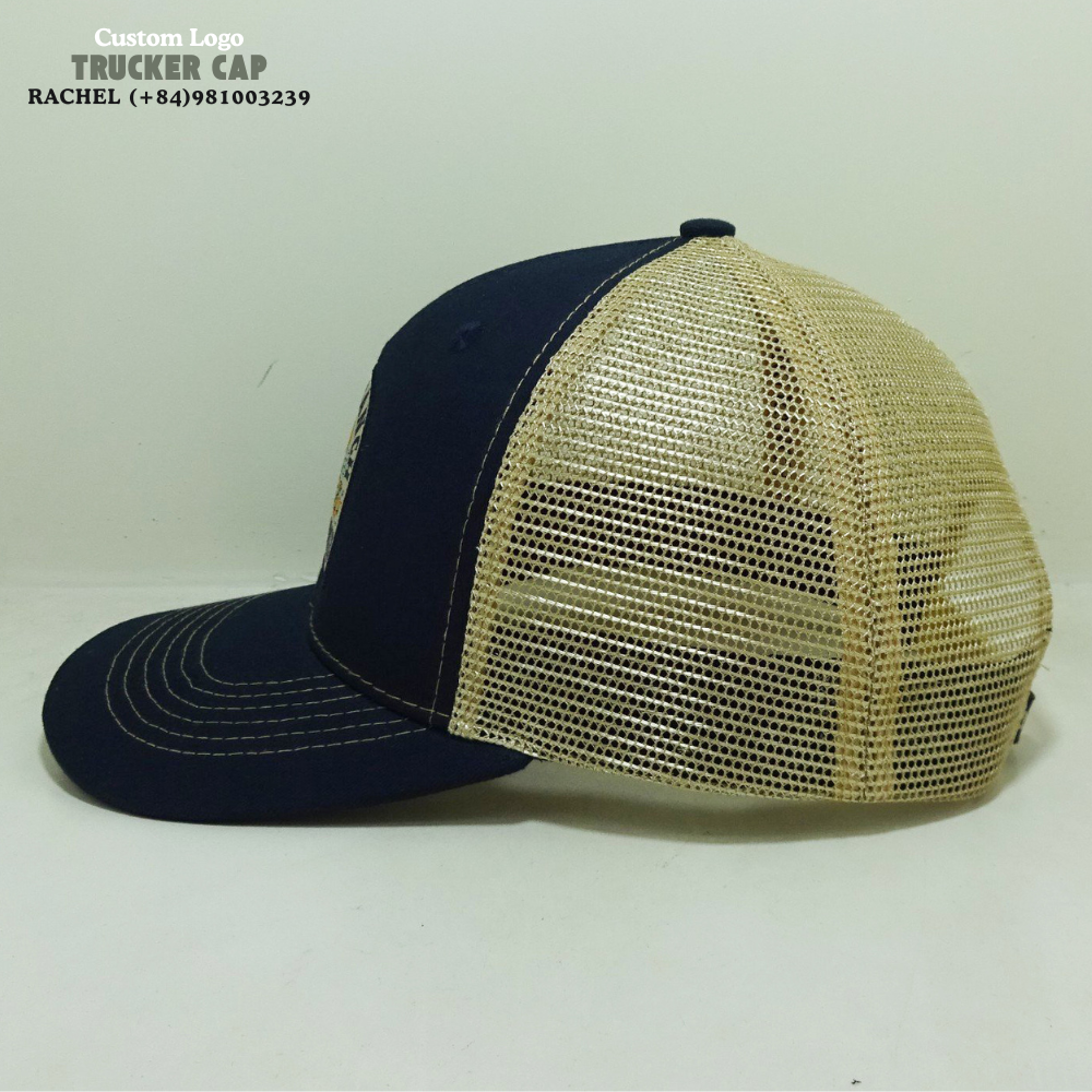 Embroidered/Woven Patch Trucker Hats 6 Panel R 112 Curved Brim Contrast Stitching Line Structured Inner Tapes Label On Sweatbamd 4