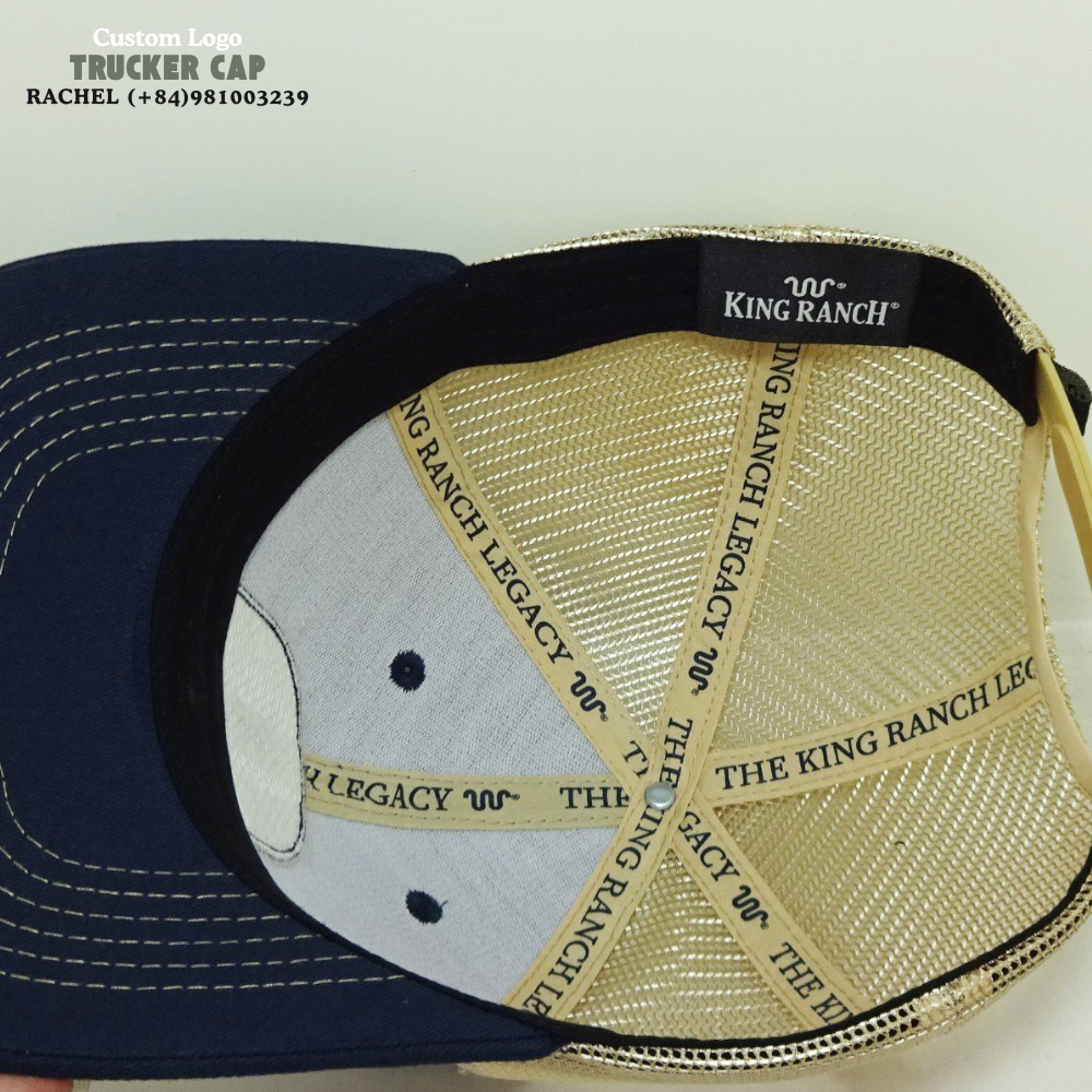 Embroidered/Woven Patch Trucker Hats 6 Panel R 112 Curved Brim Contrast Stitching Line Structured Inner Tapes Label On Sweatbamd 7