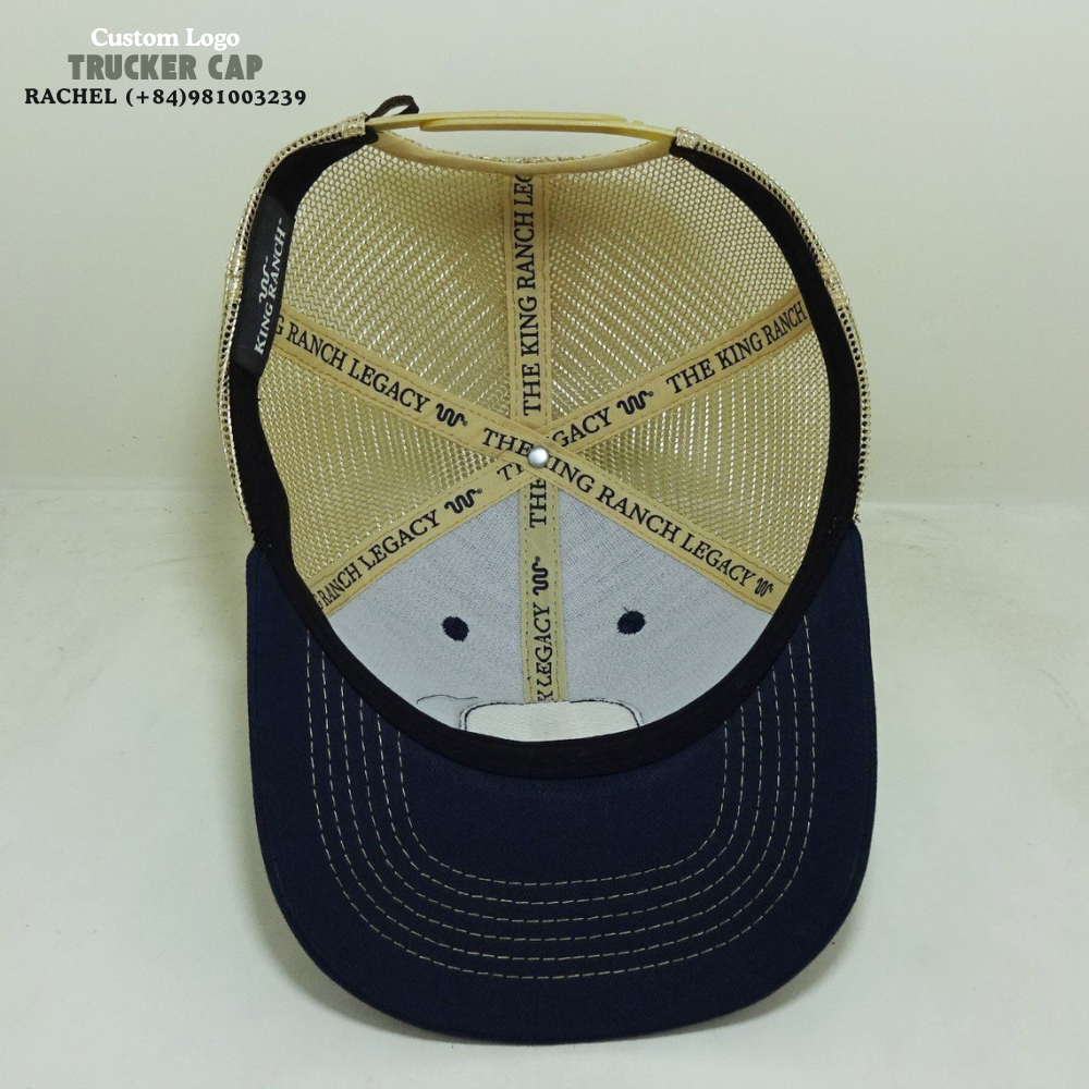 Embroidered/Woven Patch Trucker Hats 6 Panel R 112 Curved Brim Contrast Stitching Line Structured Inner Tapes Label On Sweatbamd 6