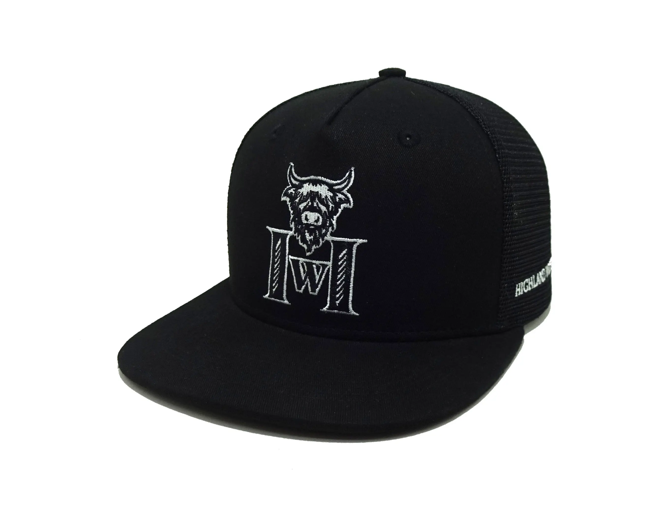 Embroidery Logo 5 Panel Trucker Hat Flat Bill Snapback Caps Vietnam Promotional Brand Hats For Business Support Sample 2