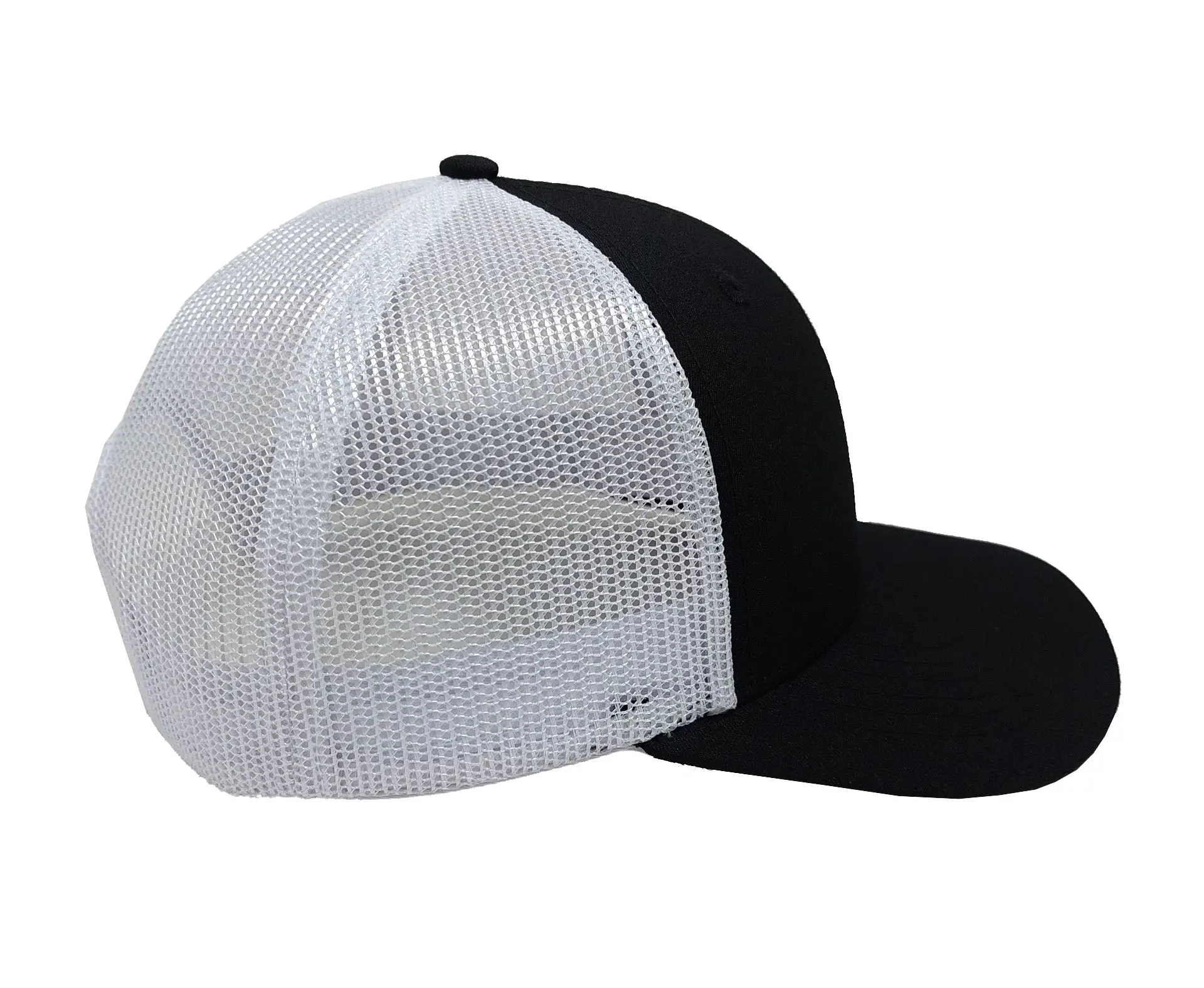 Fashion High Quality 6-Panel 2D Embroidery Curved Brim Black Color Medium Profile Structured Unisex Trucker Hat 4