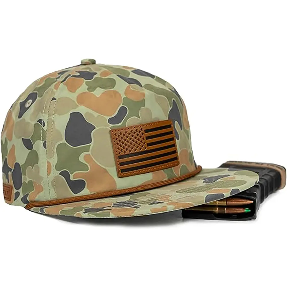 Flag logo Customized Baseball Cap Low Moq Plain Men Camo Baseball Snapback Cap Hat in Bulk With Rope 6