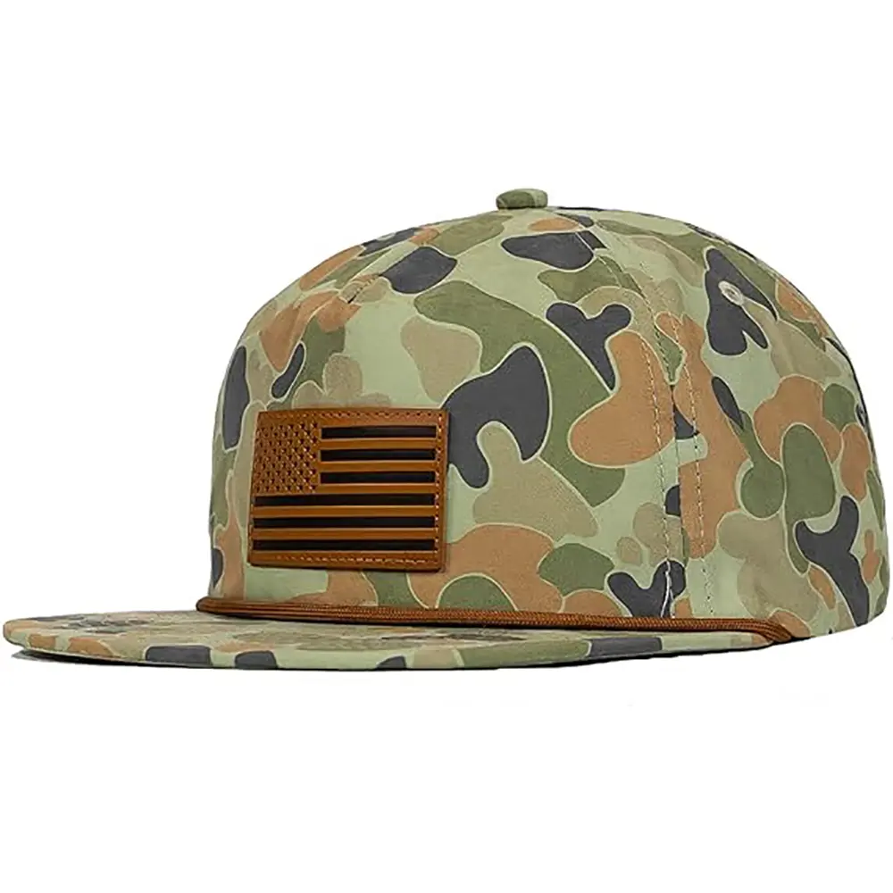 Flag logo Customized Baseball Cap Low Moq Plain Men Camo Baseball Snapback Cap Hat in Bulk With Rope 1
