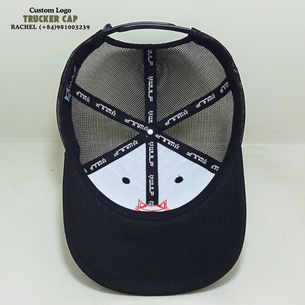 Flat/3D Embroidered Logo Trucker Hats 6 Panel Gorras Structured Caps Custom Printed Inner Tapes Closure Tag Adjustable Snapback 6