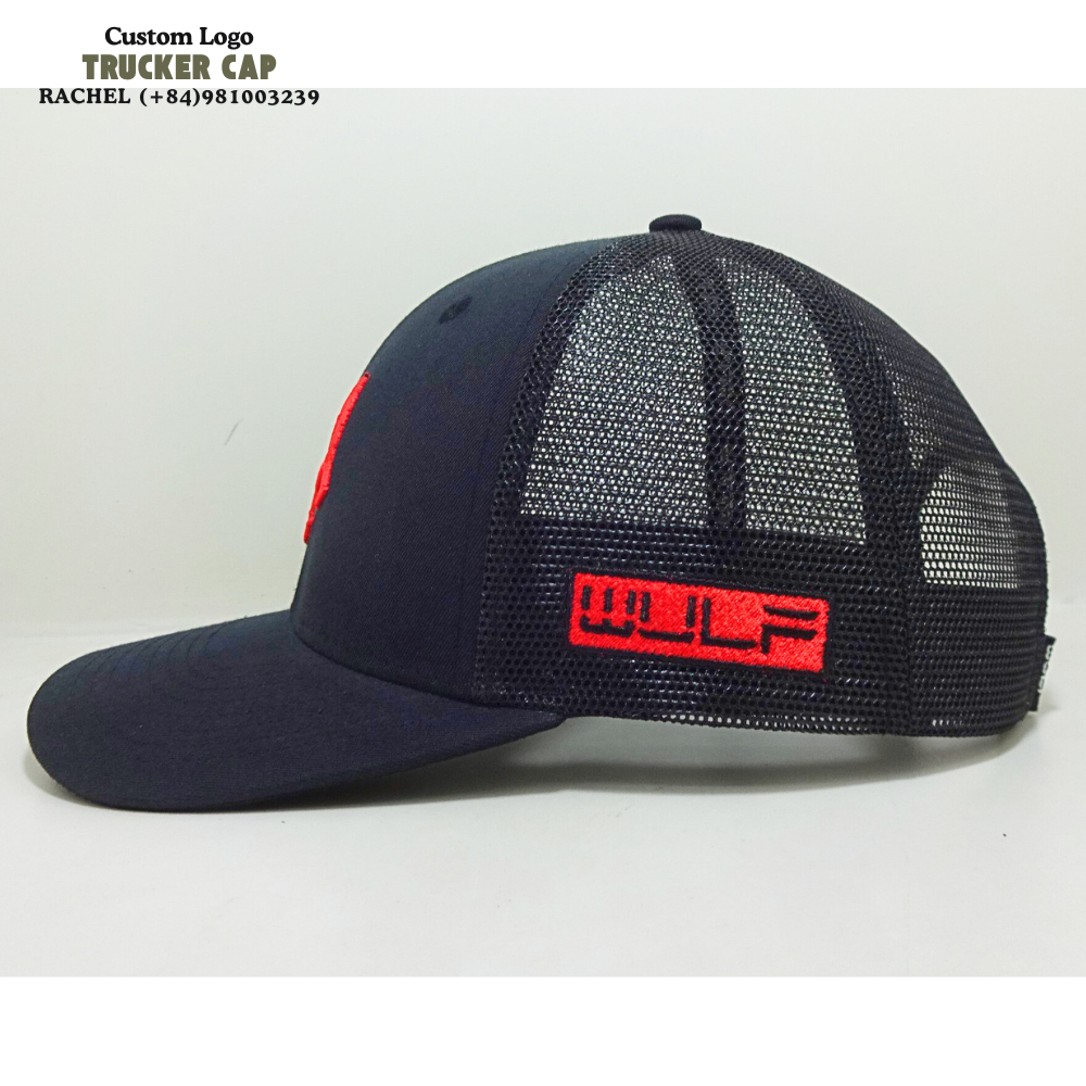 Flat/3D Embroidered Logo Trucker Hats 6 Panel Gorras Structured Caps Custom Printed Inner Tapes Closure Tag Adjustable Snapback 4