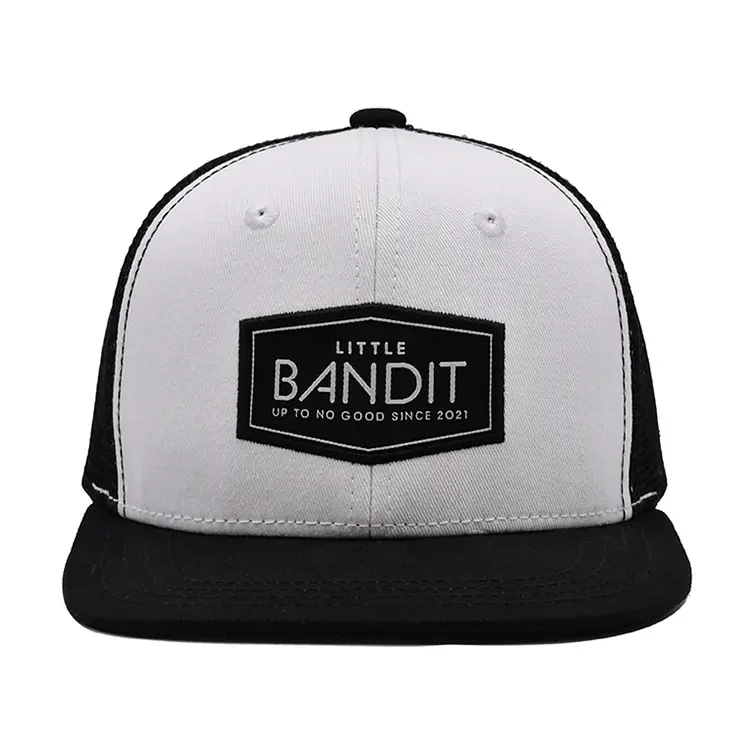Flat Brim 2 Eyelets Mesh Cap Trucker Cap Trendy Stylish Adjustable Snapback Hat Mesh Back for Men Women in Vietnam Factory