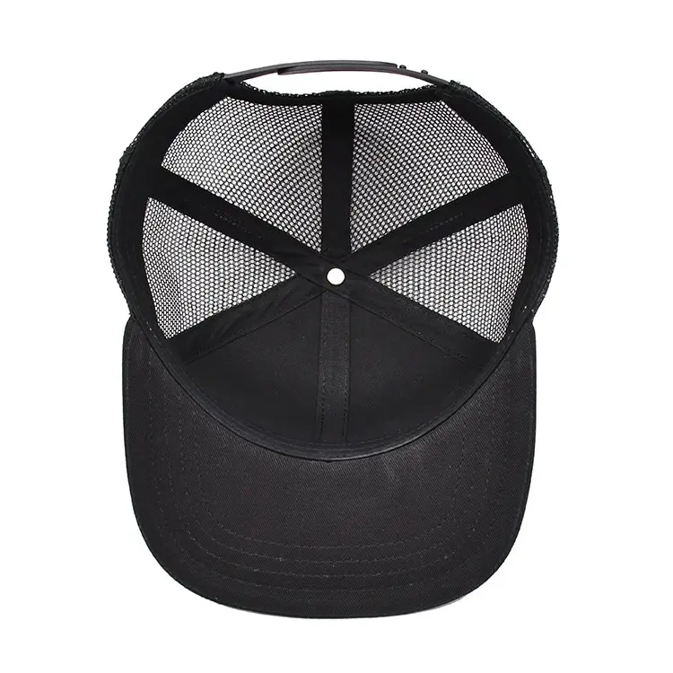 Flat Brim 2 Eyelets Mesh Cap Trucker Cap Trendy Stylish Adjustable Snapback Hat Mesh Back for Men Women in Vietnam Factory 5
