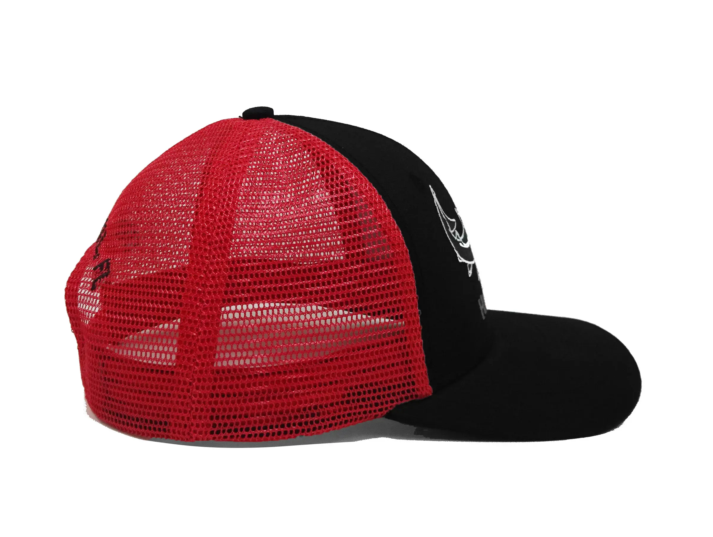 Flat Brim 2D Embroidery 6-Panel High Quality Black/ Red Color Medium Profile Trucker Hat for Men From Vietnam Supplier 3