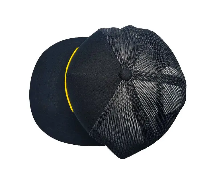 Flat Brim 5 Panels Sports Cap Wholesale Products Woven Patch Logo Structured Adjustable High Quality Medium Profile Trucker Hat 5