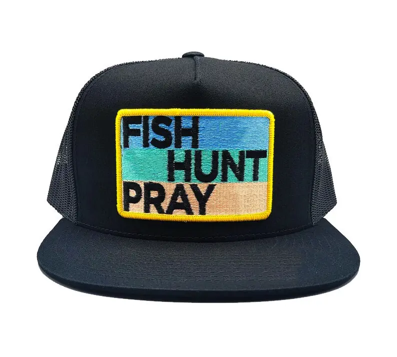 Flat Brim 5 Panels Sports Cap Wholesale Products Woven Patch Logo Structured Adjustable High Quality Medium Profile Trucker Hat 1