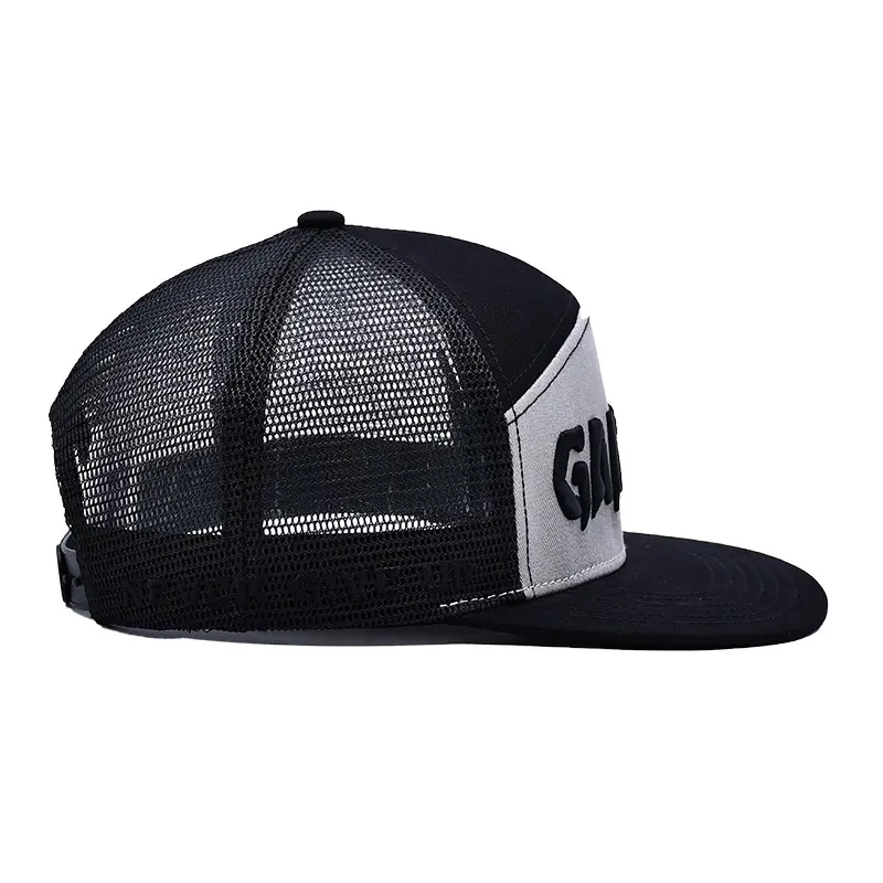 Flat Brim Cap Material Durable and Breathable Adjustable Snapback Hat Mesh Back for Men Women Black High Quality Trucker Hat 5