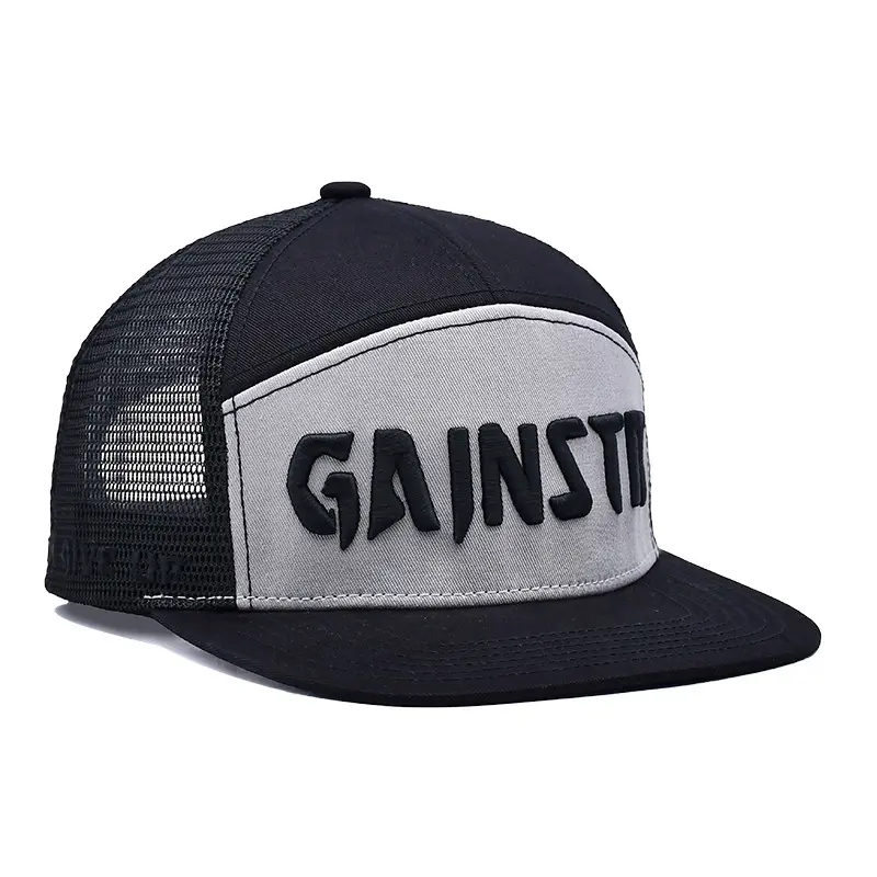 Flat Brim Cap Material Durable and Breathable Adjustable Snapback Hat Mesh Back for Men Women Black High Quality Trucker Hat 3