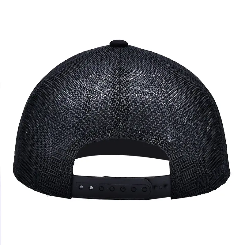 Flat Brim Cap Material Durable and Breathable Adjustable Snapback Hat Mesh Back for Men Women Black High Quality Trucker Hat 6