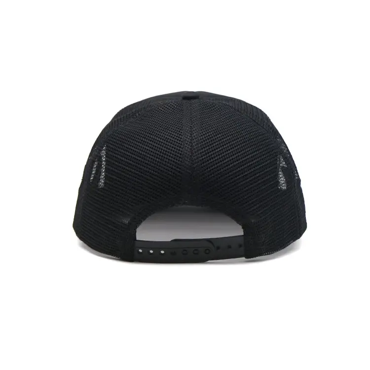 Foam Trucker Hat 5-Panel Curved Brim High Quality Black Color Medium Profile Cotton and Polyester Fabric Foam Trucker Hat 5