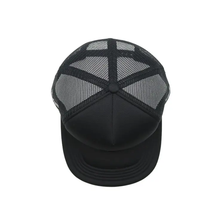 Foam Trucker Hat 5-Panel Curved Brim High Quality Black Color Medium Profile Cotton and Polyester Fabric Foam Trucker Hat 4